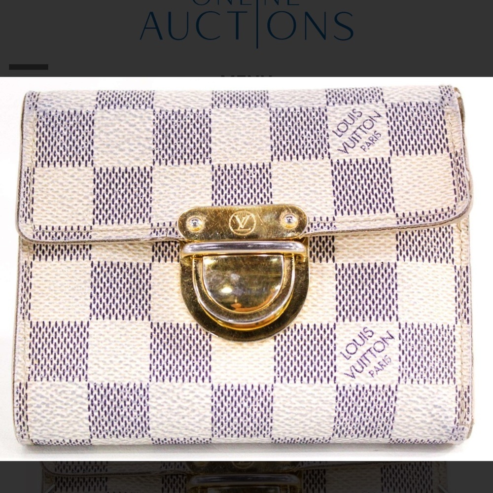 Authentic Louis Vuitton Damier Azur Canvas Koala Wallet, - Includes COA